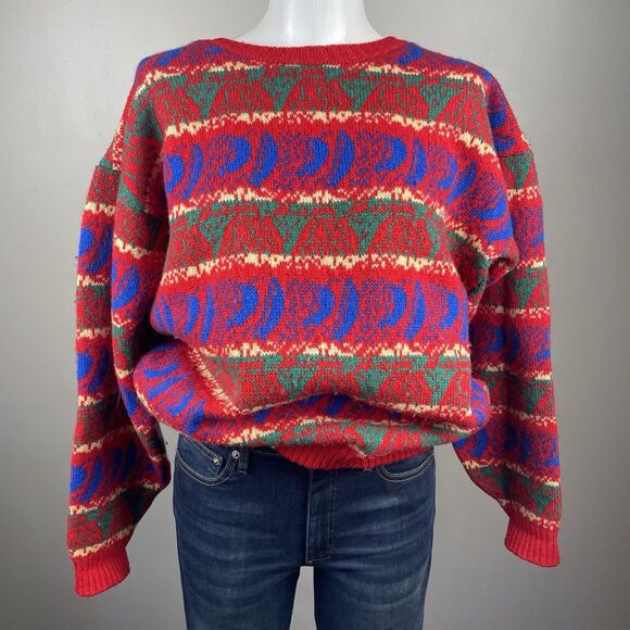 vintage Retro mark shale Scotland Wool Hand Loom knit sweater pullover crewneck - Picture 2 of 9